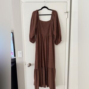 Brown Checkered Women's Dress